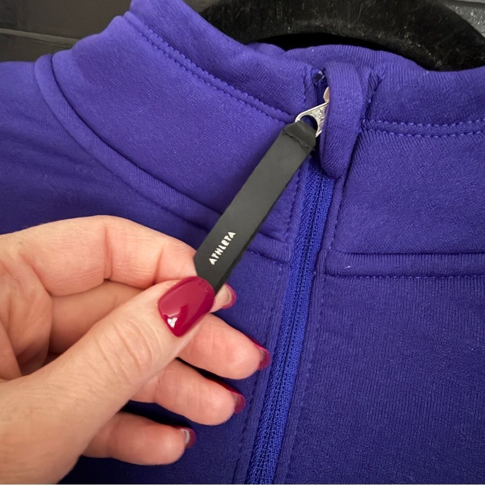 Athleta Altitude Polartec Half Zip Sweatshirt Women Size M Purple Noble Blue - Picture 5 of 10